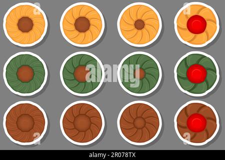 Big set homemade cookie different taste in pastry biscuit, large kit cookie consist of collectible natural tasty food biscuit it pastry accessory, fre Stock Vector