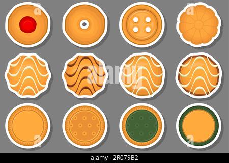 Big set homemade cookie different taste in pastry biscuit, large kit cookie consist of collectible natural tasty food biscuit it pastry accessory, fre Stock Vector