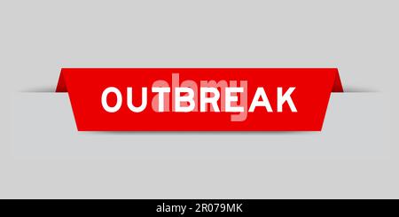 Red color inserted label with word outbreak on gray background Stock Vector