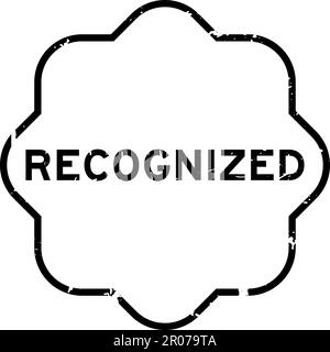 Grunge black recognized word rubber seal stamp on white background Stock Vector