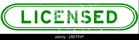 Grunge green licensed word rubber seal stamp on white background Stock Vector