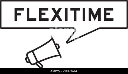 Megaphone icon with speech bubble in word flexitime on white background Stock Vector