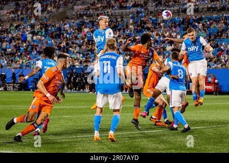 Charlotte, NC, USA. 6th May, 2023. Charlotte FC defender Jan SobociÅ„ski (2) heads the ball away against the New York City in the Major League Soccer match up at Bank of America Stadium in Charlotte, NC. (Scott KinserCal Sport Media). Credit: csm/Alamy Live News Stock Photo