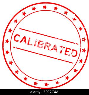 Grunge red calibrated word round rubber seal stamp on white background Stock Vector