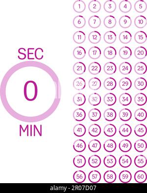 Set of purple Timer, clock, stopwatch isolated icons. Label cooking time. Vector illustration. Stock Vector