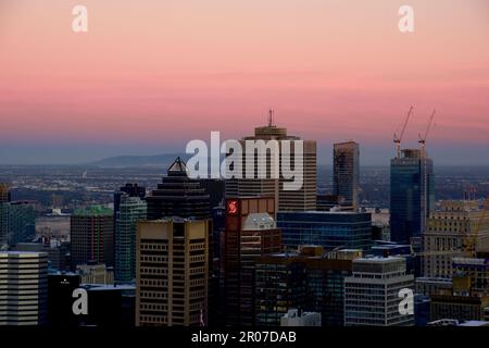 Montreal Sunset with Rougemont clearly visible Stock Photo