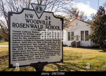 African American Woodville Rosenwald school in Gloucester county Virginia Stock Photo