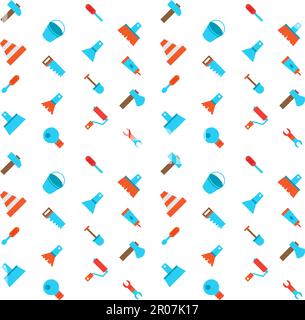 Constructing and building icons seamless pattern. Repair symbols. Vector Stock Vector