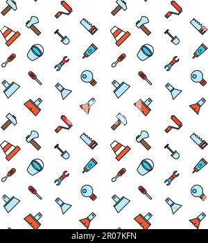 Constructing and building icons seamless pattern. Repair symbols. Vector Stock Vector