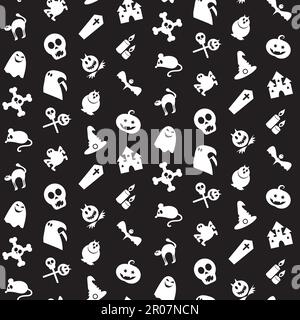 Halloween icons seamless pattern from animals, skull, bones and magic attributes  for web and stickers. Vector Stock Vector