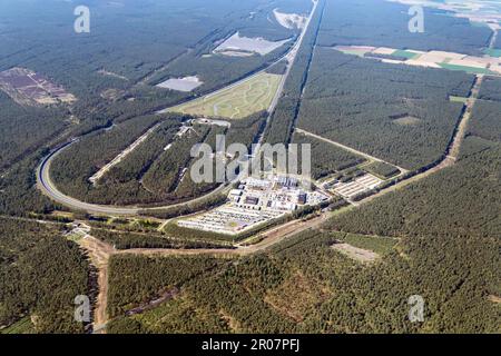 Aerial view of the Ehra-Lessien test site, Test site, Ehra, Volkswagen AG, Lower Saxony, Germany Stock Photo