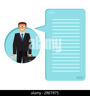 Successful businessman with a suitcase. Thinking list. Template or blank with business concept. Vector Stock Vector