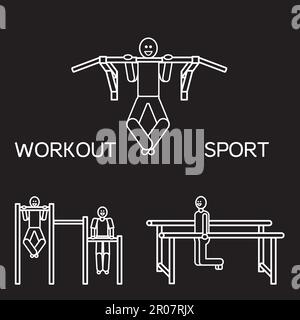 Sportman with sports equipment for street workout and pull-up bar. Vector Stock Vector
