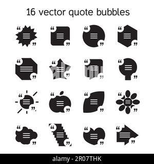 Set of templates of square quote text bubble in various views. Motivation quote. Vector Stock Vector