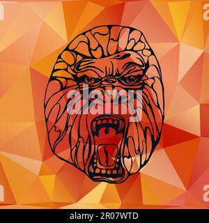 Growling detailed gorilla in polygonal and triangle style. Low poly. Design for t-shirt, poster, bag. Vector Stock Vector