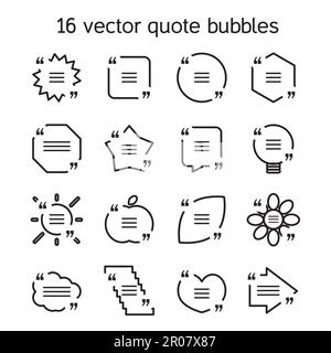 Set of templates of square quote text bubble in various views. Motivation quote. Vector Stock Vector
