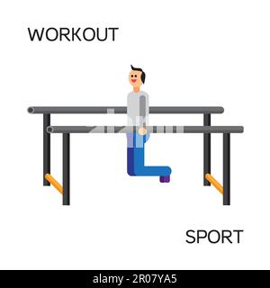 Sportman with sports equipment for street workout and pull-up bar. Vector Stock Vector