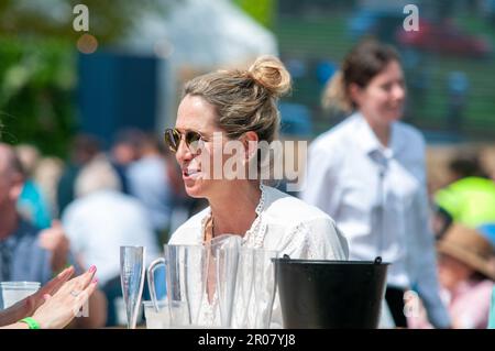 Bristol, UK. 07th May, 2023. 7th May 2023. Spectators enjoying the sunshine and champagne during the Cross Country Phase on Day 3 of the 2023 Badminton Horse Trials presented by MARS at Badminton House near Bristol, Gloucestershire, England, United Kingdom. Credit: Jonathan Clarke/Alamy Live News Stock Photo