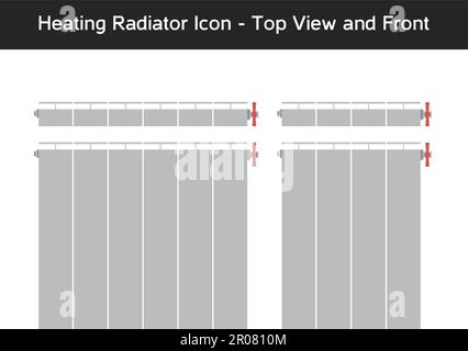 Vector simple icon of heating radiator, top view Stock Vector