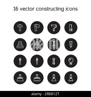 Constructing and building icons set. Repair symbols. Vector Stock Vector