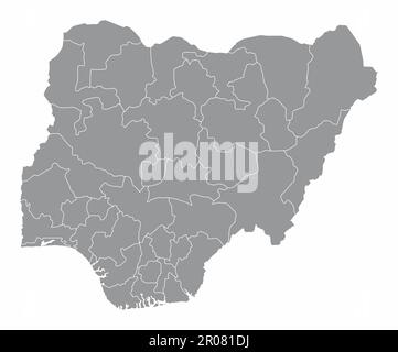 The Nigeria administrative map isolated on white background Stock Vector