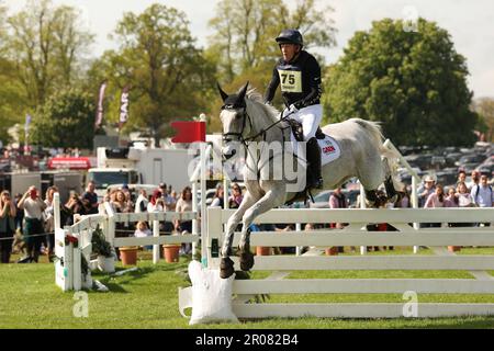 Badminton, UK. 07th May, 2023. Oliver Townend riding Ballaghmor Class is handily placed in Third at the end of the Cross Country on Day three of the Badminton Horse Trials at Badminton, Gloucester, UK on 7 May 2023. Photo by Ken Sparks. Editorial use only, license required for commercial use. No use in betting, games or a single club/league/player publications. Credit: UK Sports Pics Ltd/Alamy Live News Stock Photo