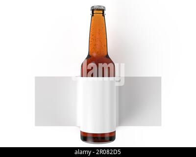 Crate with beer bottles, 3D rendering isolated on white background