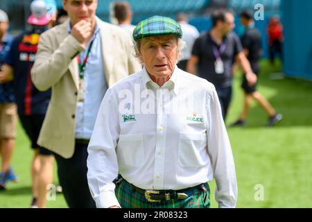 7th May 2023: Miami International Autodrome, Miami Gardens, Florida, USA: Formula 1 Crypto.com Miami Grand Prix 2023: Race Day: Jackie Stewart walks in the Team Village. Stock Photo