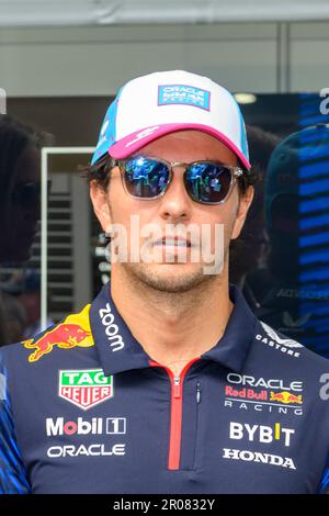 7th May 2023: Miami International Autodrome, Miami Gardens, Florida, USA: Formula 1 Crypto.com Miami Grand Prix 2023: Race Day: Oracle Red Bull Racing driver Sergio Perez in the Team Village. Stock Photo