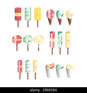 Vector set of different and gradient ice-creams Stock Vector