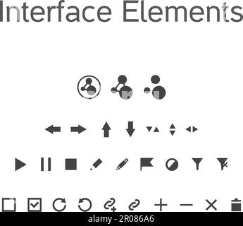 Vector set of interface elements, ui kit icons, pictograms for application Stock Vector