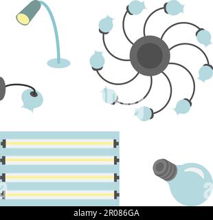 Vector set of different lamps: office, house Stock Vector