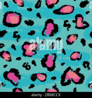 Seamless pattern with leopard, jaguar or cheetah coat of fur texture. Bright colored animal backdrop with spots. Stock Vector