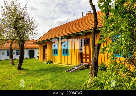 Zalipie, Poland - April 29, 2023: Zagroda Felicji Curylowej open museum and ethnographic park of folk architecture and paintings in Zalipie village Stock Photo