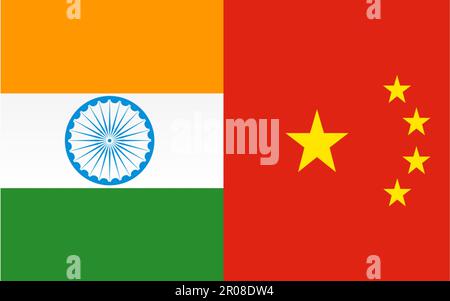 A India VS China Border Disputes War Concept Illustration, Fight Trade ...