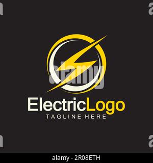 Electric logo design template,isolated on black background Stock Vector