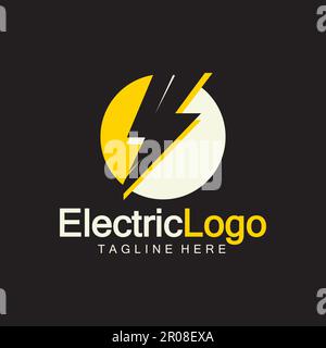 Electric logo design template,isolated on black background Stock Vector