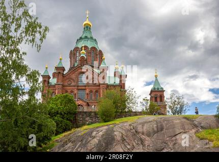 The Orthodox Uspenski Cathedral in Helsinki, Finland was designed by the Russian architect Aleksey Gornostayev (1808–1862).  The cathedral was built a Stock Photo