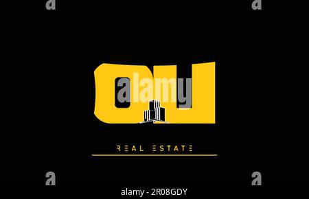 Real Estate letters Modern Creative logo OU , UO Stock Vector