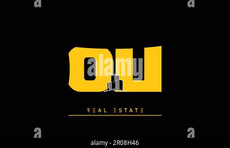 Real Estate letters Modern Creative logo OU , UO Stock Vector