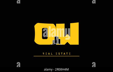 Real Estate letters Modern Creative logo OW , WO Stock Vector
