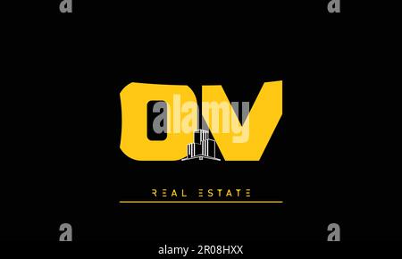 Real Estate letters Modern Creative logo OV , VO Stock Vector