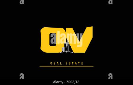 Real Estate letters Modern Creative logo OV , VO Stock Vector