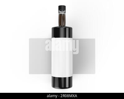 Glossy Alcohol Bottle Mockup that Emphasizes Your Design with a High-End Finish - isolated on white background - 3D rendering Stock Photo