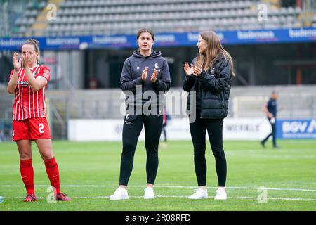 Freiburg, Germany. 07th May, 2023. Wolfsburg, Germany, April 23rd 2023:  Headcoach of SC Freiburg Theresa Merk during the Flyeralarm Frauen-Bundesliga  football match between SC Freiburg and SV Werder Bremen at Dreisamstadion in