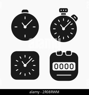 Stopwatch timer basic shape icon set vector flat illustration Stock Vector