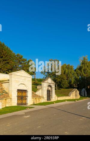 Traditional wine cellars in Tolcsva, Great Plain, North Hungary Stock Photo