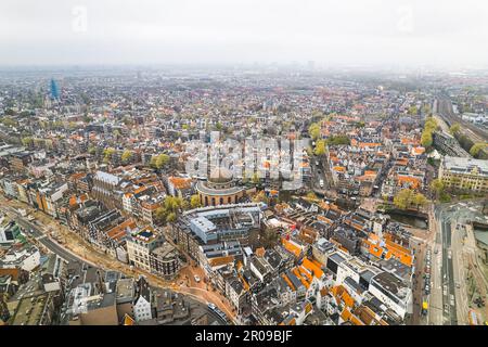 aerial shot of Amsterdam Center which includes anything from the bustling Dam Square to the tranquil. High quality photo Stock Photo