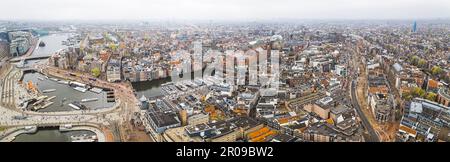 Amsterdam city from the top. General view from hight point at day time. aerial panorama. High quality photo Stock Photo