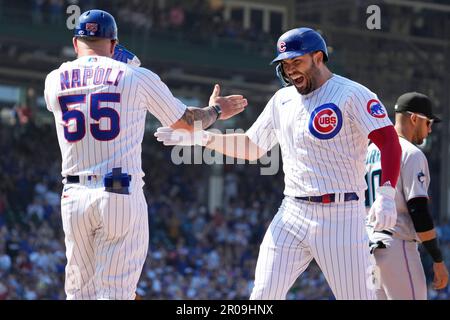 Chicago Cubs first base coach Mike Napoli (55) during the MLB game